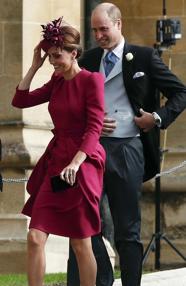 Britain's Prince William and Kate, Duchess of Cambridge arrive to attend the wedding of Princess Eugenie of York and Jack Brooksbank at St Georgeâ€™s Chapel, Windsor Castle, near London, England, Friday Oct. 12, 2018. (Adrian Dennis/Pool via AP)
