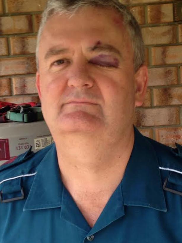 Bashed paramedic Brad Johnson today.