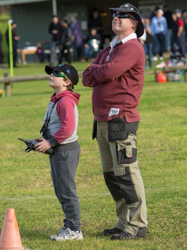 Doncaster East's Richard Fleming and his son Andrew enjoy flying planes on the weekend.