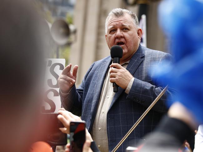 Craig Kelly speaks during a rally against the Victorian government's proposed pandemic laws in Melbourne. Picture: NCA NewsWire / Daniel Pockett