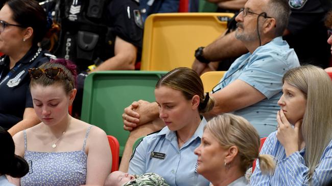 Police memorial serive fro Constable Rachel McCrow and Constable Matthew Arnold at the Townsville Stadium. Picture: Evan Morgan
