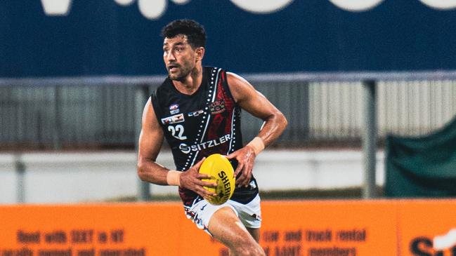 Marlion Pickett had a standout game for the Tiwi Bombers in Round 2 of the 2024-25 NTFL season. Picture: Jack Riddiford / AFLNT Media