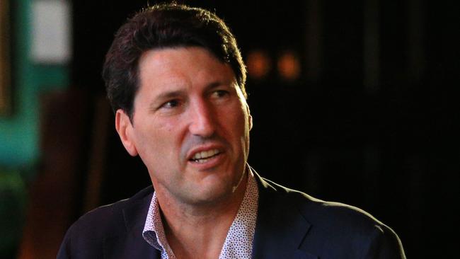 PLEASE NOTE. THIS IS EMBARGOED TILL THE 7TH MAY. Former Wallaby, John Eales at Harpoon Harry's, Surry Hills, making a documentary for the Discovery Channel. pic Mark Evans