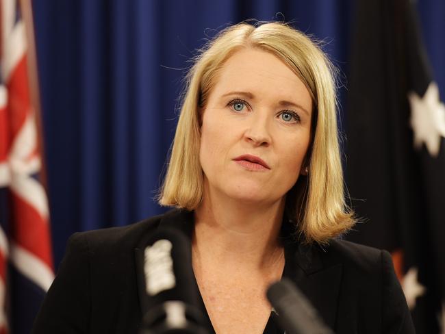 Treasurer Nicole Manison address the media at Parliament House last week after announcing the findings of the Langoulant report. Picture: Keri Megelus