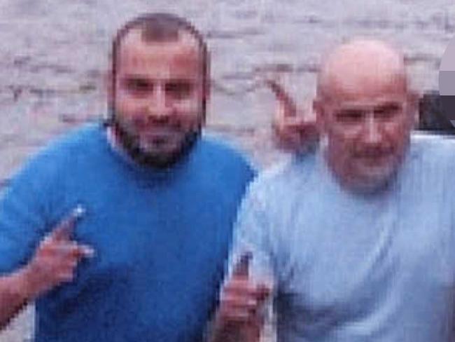 ***PIXELATED FOR ONLINE*** A photo of the Khayat brothers doing the Shahada gesture - which is used by ISIS - by the river a year before their arrest (from left) Mahmoud and Khaled Khayat and nephew (Mohammed). Supplied to journalist Perry Duffin