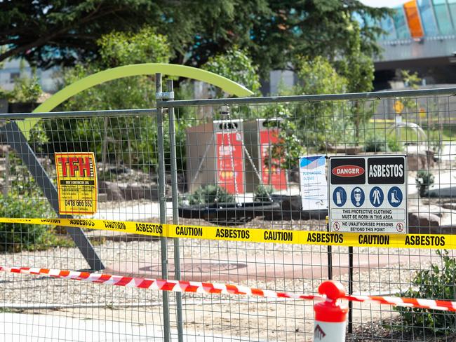 Asbestos was found at the Donald McLean Reserve playground in Spotswood earlier this week. Picture: Nicki Connolly