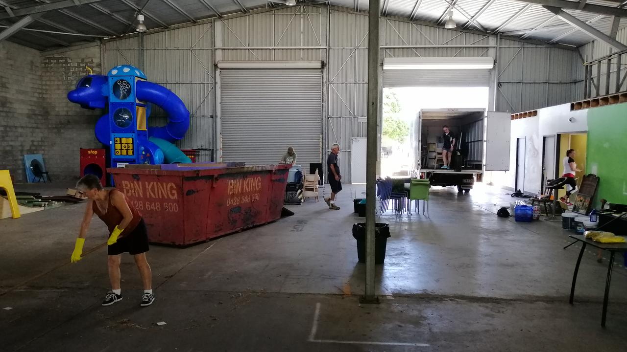 Volunteers hard at work at the working bee, setting up Hervey Bay Neighbourhood Centre's Neighbourhood Hive.