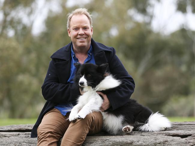 Pete Helliar, pictured with his dog Ruby, has been doing comedy for 21 years. Picture: Dylan Robinson