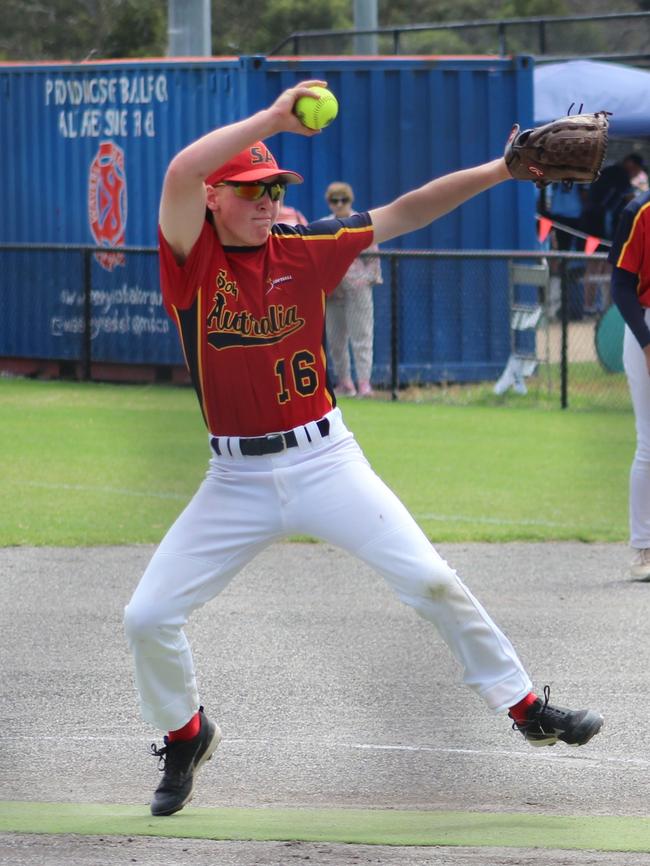 Patrick Butler pitching for SA. Picture: Supplied.