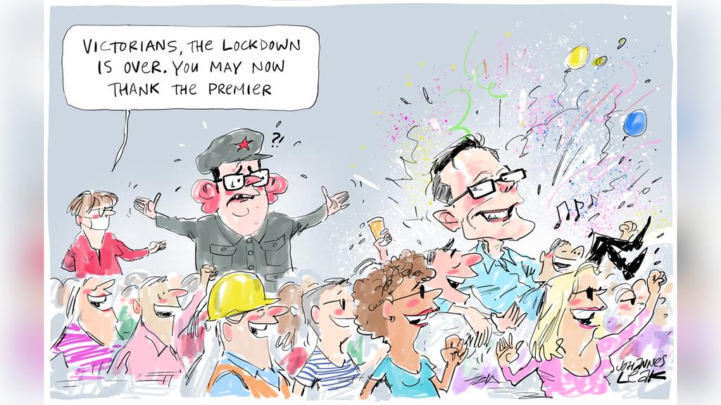 Johannes Leak Commentary page cartoon for 25-10-2021

Version: Commentary Cartoon  (1280x720 - Aspect ratio preserved, Canvas added)

COPYRIGHT: The Australian's artists each have different copyright agreements in place regarding re-use of their work in other publications.

Please seek advice from the artists themselves or the Managing Editor of The Australian regarding re-use.
