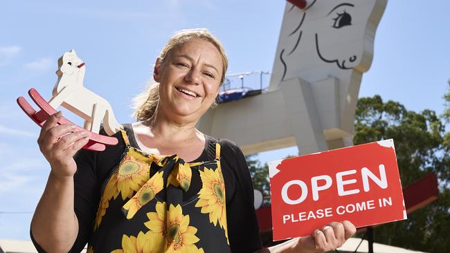 Owner, Mel Penno outside the Big Rocking Horse in Gumeracha, Tuesday, Jan. 21, 2025. Picture: Matt Loxton