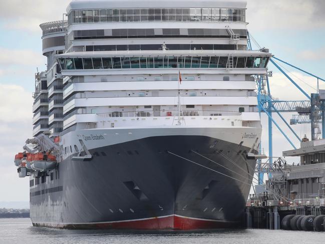 CunardÃ¢â¬â¢s Queen Elizabeth cruise ship arrived into Adelaide on Friday Ã¢â¬â as part of a series of voyages which originated in Barcelona. ItÃ¢â¬â¢s the first cruise ship with a whole bunch of international tourists since the COVID-19 pandemic. A very excited James and Hayley Knibbs (+447904535756), from South Hampton, England, were two of the first to step onto Adelaide shores, on their first trip into the Southern Hemisphere. 11 November 2022. Picture Dean Martin