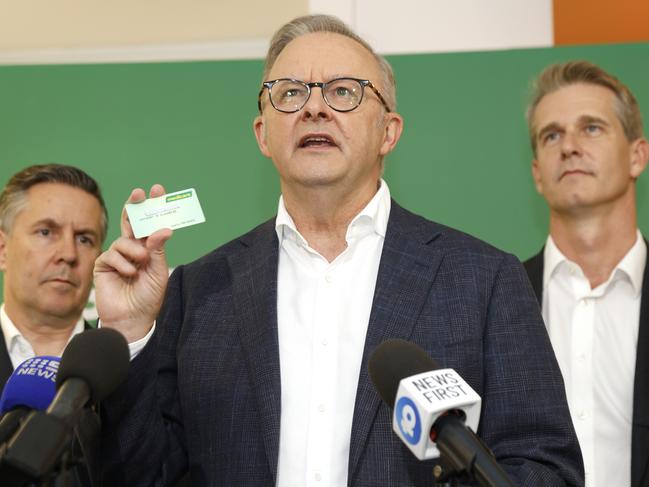 Prime Minister Anthony Albanese speaks to media after a visit to the Westmead Medicare Urgent Care Clinic in Wentworthville. Picture: NewsWire / Damian Shaw