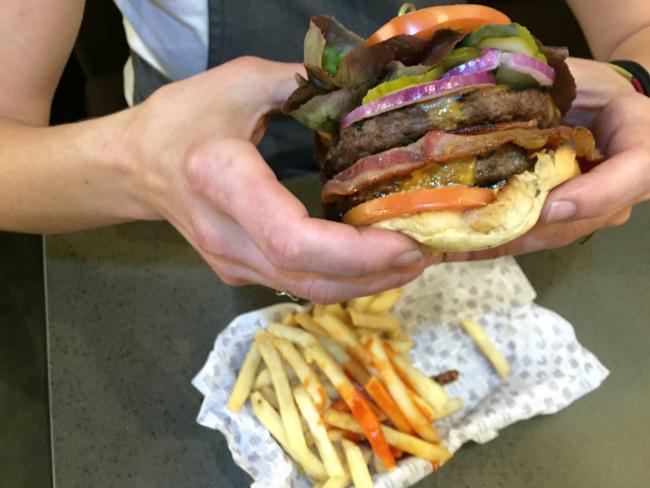 Quite a handful at the Hub House Diner: Double burger with bacon. Picture: Jenifer Jagielski