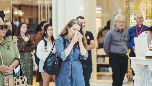 Members of the public gathered for a day of reflection at Westfield Bondi Junction on Thursday. Picture: NCA NewsWire / Dion Georgopoulos