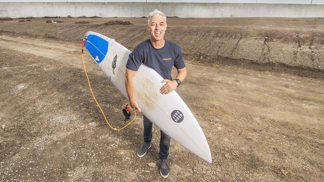 URBNSURF founder Andrew Ross at the surf park construction site in Tullamarine. Picture: Rob Leeson