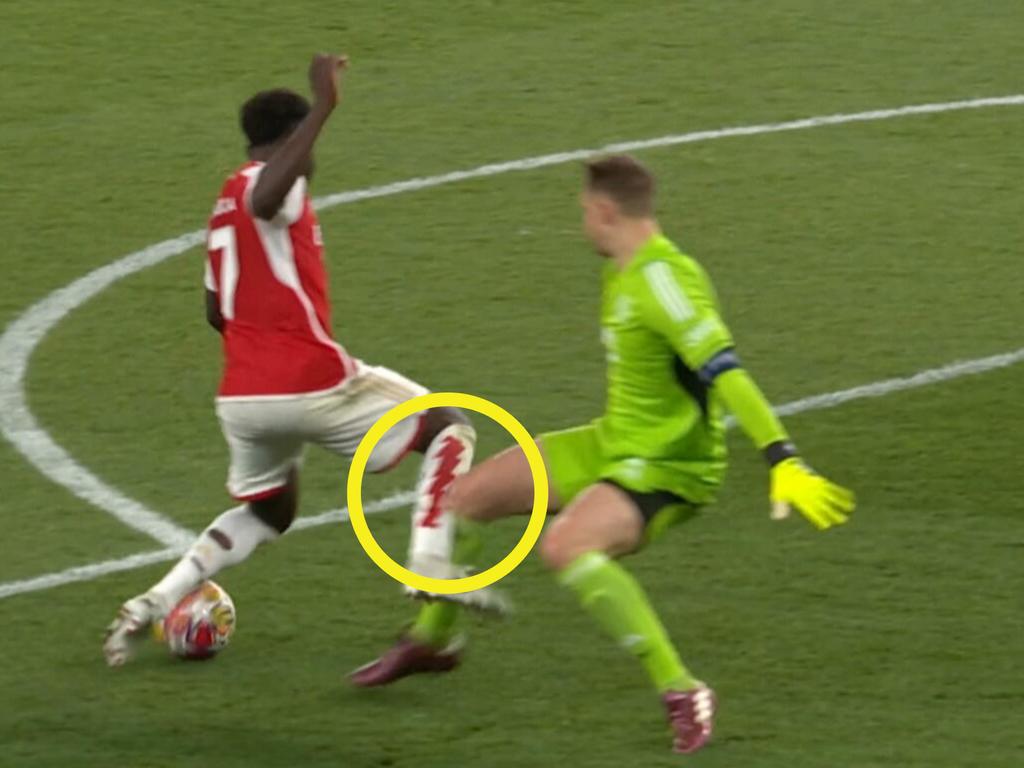 Arsenal were not awarded a late penalty for Manuel Neuer's challenge on Bukayo Saka. Picture: Supplied
