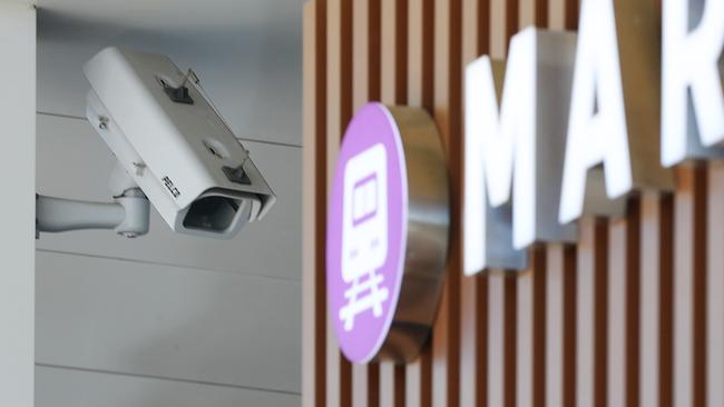 CCTV cameras and signage at Marshall train station after a coroner's report called for a review of CCTV coverage at railway stations after a 16-year-old girl was found dead at Waurn Ponds creek in Grovedale in March 2022. Picture: Alan Barber