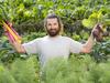 Young grower building vegie might