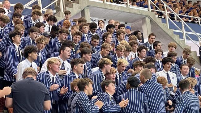 Some of the Nudgee College cheer squad at the championships during March. What a night it was.