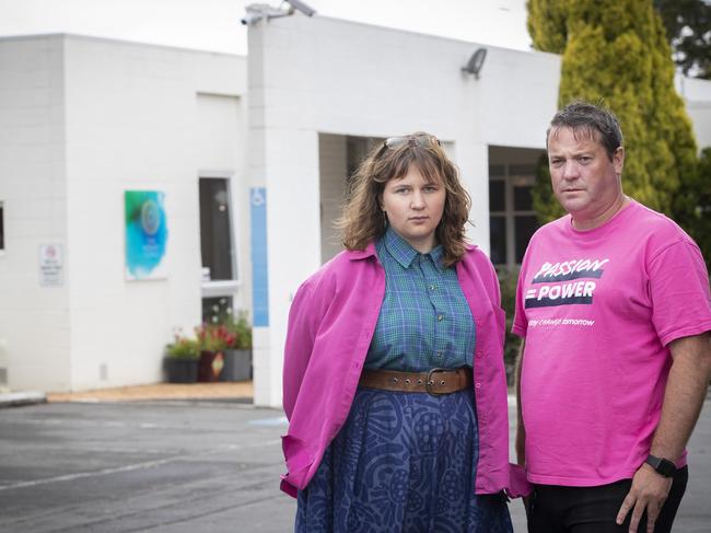 Former Hobart Clinic patient Eilish Bremner-Wojtowicz and HACSU State Secretary Robbie Moore. Picture: Chris Kidd