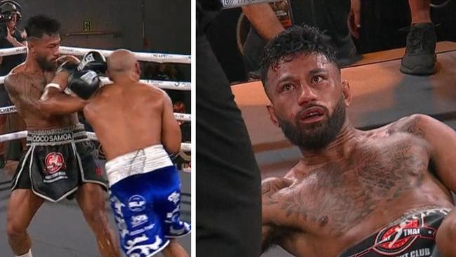 Hunter Ioane was knocked into la la land. Photo: Fox Sports