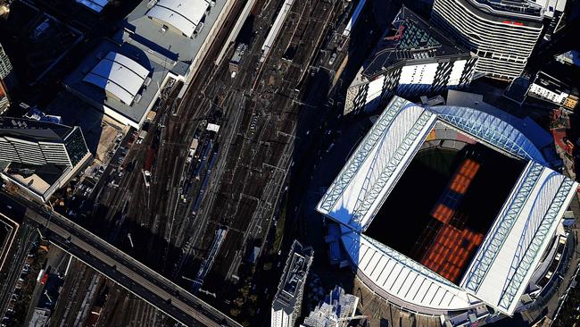 Etihad Stadium from the air. Pictures: Tim Carrafa