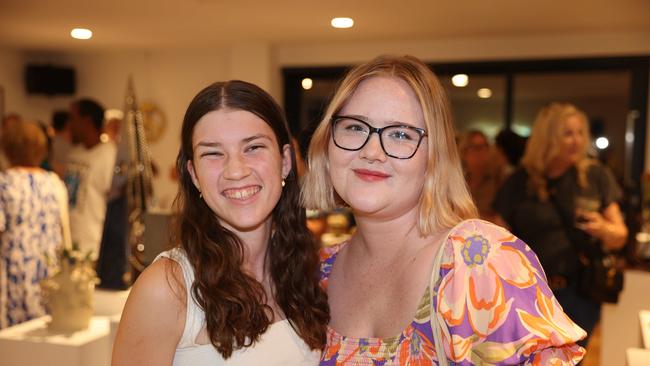 Sophie Breckenridge and Claire Bear at the SWELL Art Prize at Broadbeach Community Space for Gold Coast at Large. Picture, Portia Large.