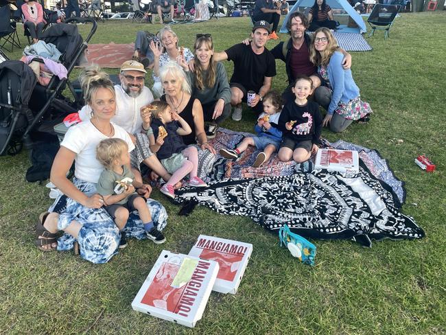 The Bates family and friends at Cowes Foreshore on Phillip Island for the 2024 New Year's Eve fireworks. Picture: Jack Colantuono