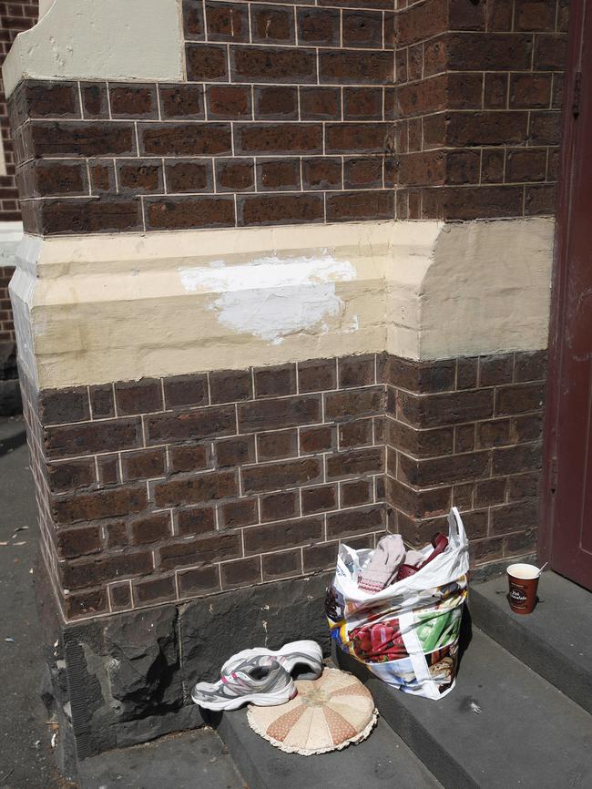 Belongings left in a doorway. Picture: Valeriu Campan