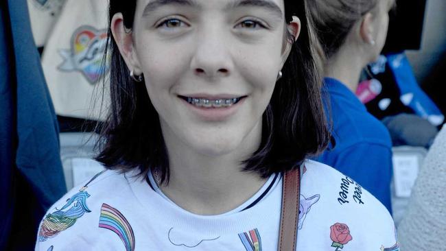 Karen Messmer, 12, with a photo of the grandmother she never knew. Picture: Jann Houley