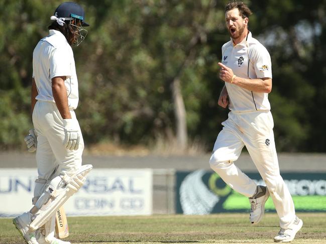 Blade Baxter became the first Tigers in 18 years to grab 10 wickets. Picture: Hamish Blair