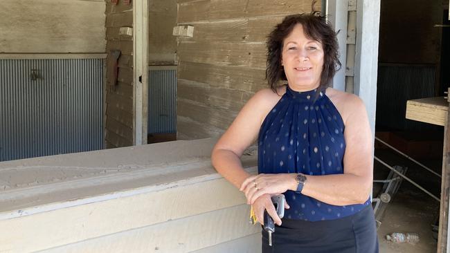 Gympie flood fallout, Collen Miller at damaged netball courts