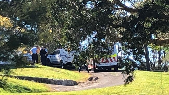 Emergency services at the property on Hilversum Cres, Belrose. Picture: Jim O'Rourke