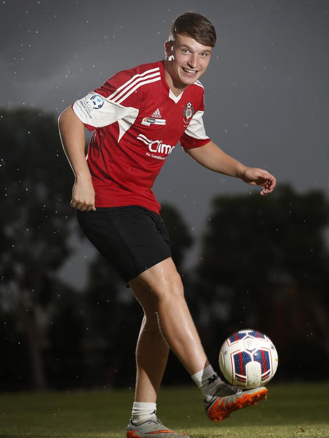 Tom Strain has scored 26 goals for Campbelltown City in the past two seasons before moving to MetroStars. Picture: Dean Martin