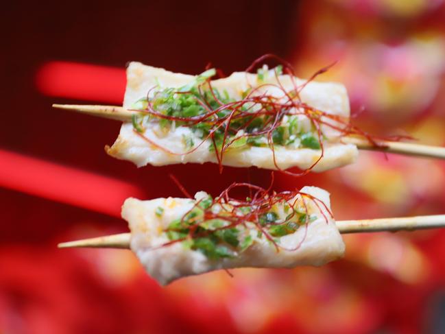 Firepop swordfish skewers at the Lunar Markets. Picture: Jenifer Jagielski