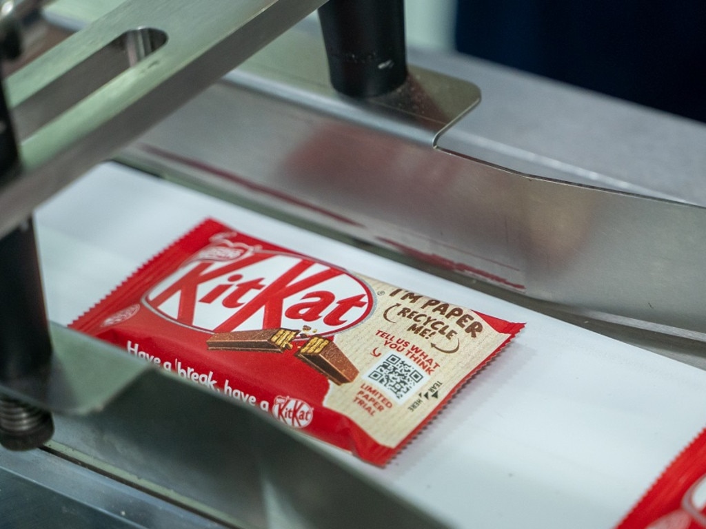 KitKat is trialling the eco-friendly paper wrapper products in parts of Australia. Picture: Supplied