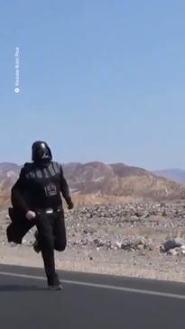 Why is this Star Wars superfan running in 53 degree heat?