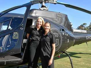 Ghost Air's operation manager Sue-Ellen Knox and head pilot Johanna Osbourne at the official launch of their new helicopter commuter service. Picture: Caitlin Zerafa