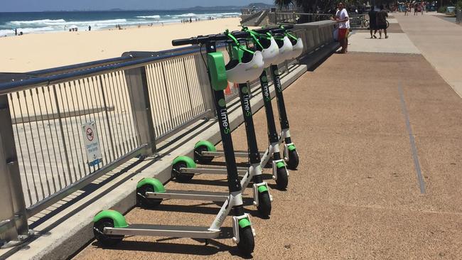 Lime scooters have been set up around Surfers Paradise today.