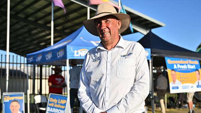 LNP David Kempton greeted voters at the Mareeba State School Polling Booth on Saturday afternoon. Picture Emily Barker.