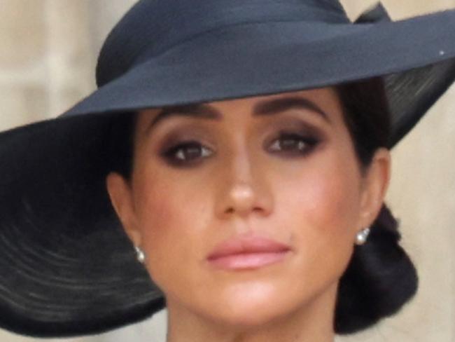 Meghan, Duchess of Sussex is seen during The State Funeral Of Queen Elizabeth II at Westminster Abbey on September 19, 2022 in London, England. Elizabeth Alexandra Mary Windsor was born in Bruton Street, Mayfair, London on 21 April 1926. She married Prince Philip in 1947 and ascended the throne of the United Kingdom and Commonwealth on 6 February 1952 after the death of her Father, King George VI. Queen Elizabeth II died at Balmoral Castle in Scotland on September 8, 2022, and is succeeded by her eldest son, King Charles III. (Photo by Chris Jackson/Getty Images)