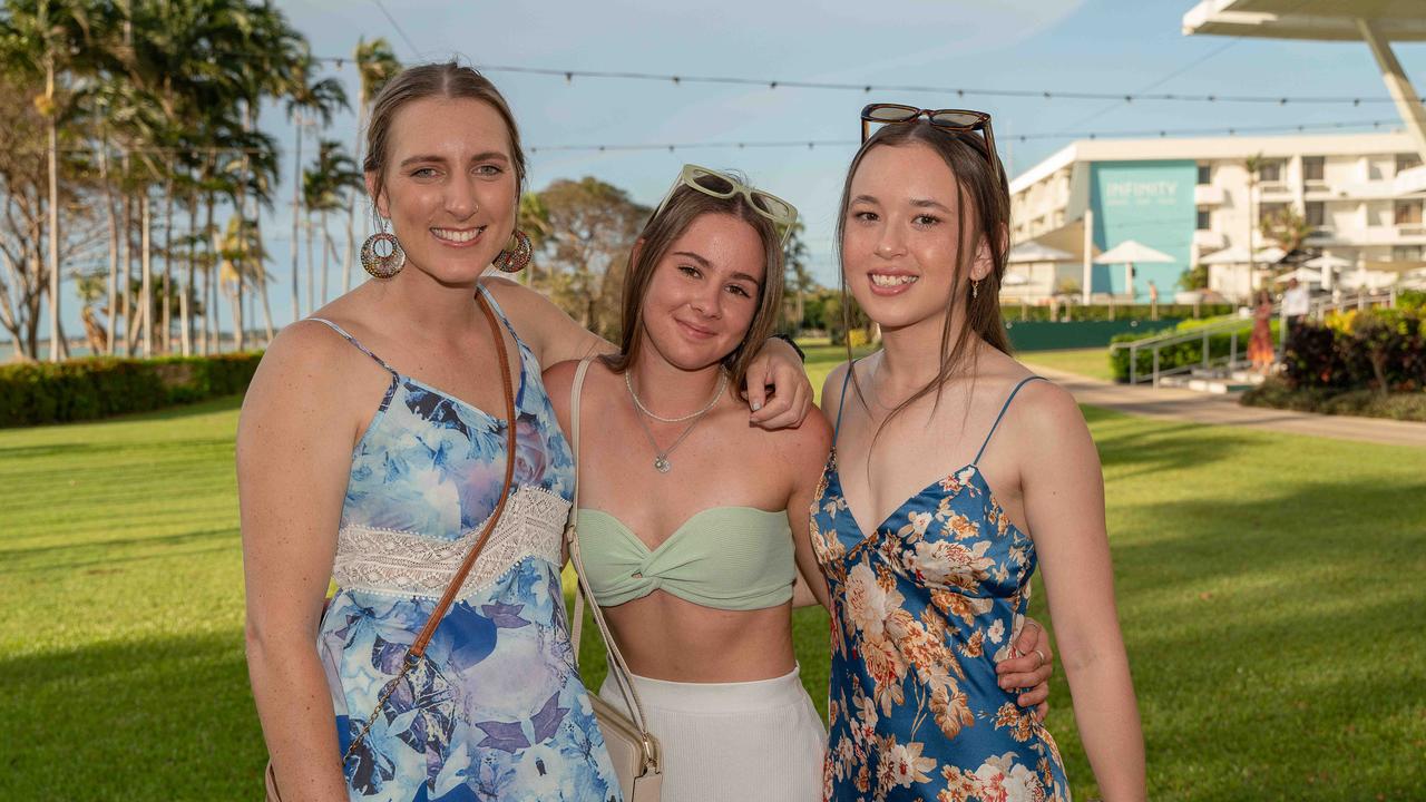 Gemma Cusack, Sophia Kanyilmaz and Sophie Foster of Banks Bulldogs at the 2022-23 NTFL Nichols Medal Night. Picture: Pema Tamang Pakhrin