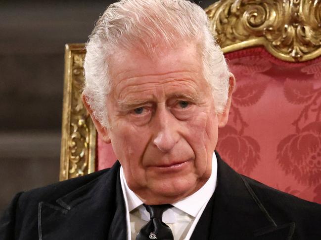 LONDON, ENGLAND - SEPTEMBER 12: Britain's King Charles III looks on during the presentation of Addresses by both Houses of Parliament in Westminster Hall, inside the Palace of Westminster on September 12, 2022 in London, England. The Lord Speaker and the Speaker of the House of Commons presented an Address to His Majesty on behalf of their respective House in Westminster Hall following the death of Her Majesty Queen Elizabeth II.  The King replied to the Addresses. Queen Elizabeth II died at Balmoral Castle in Scotland on September 8, 2022, and is succeeded by her eldest son, King Charles III. (Photo by Henry Nicholls-WPA Pool/Getty Images)