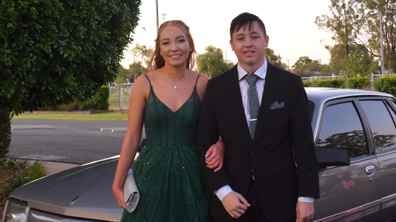 Riley Kimpton and Emily Box stunned on the red carpet at Our Lady of Southern Cross College's formal for 2023. Picture: Emily Devon