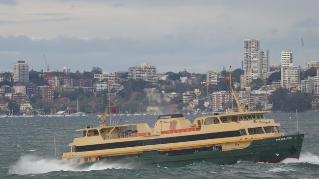 The newer ferries have not yet been cleared to run in the bigger swells that often come in Sydney heads. Picture: John Grainger