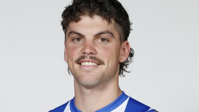 MELBOURNE, AUSTRALIA - FEBRUARY 17: GEORGE Brayden during the 2023 North Melbourne Kangaroos Official Team Photo Day at Arden St on February 17, 2023 in Melbourne, Australia. (Photo by Sarah Morton/AFL Photos)