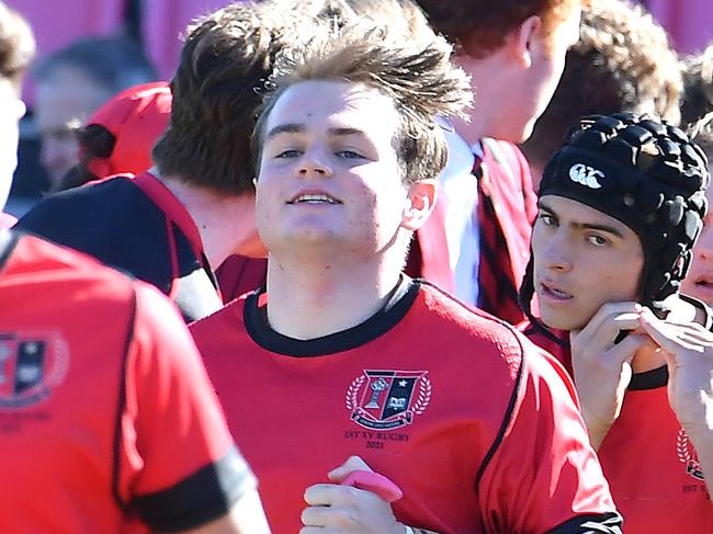 Terrace run onto the ground to start the gameGPS First XV rugby union match between Brisbane State HIgh School and St Joseph's Gregory Terrace.Saturday July 24, 2021. Picture, John Gass