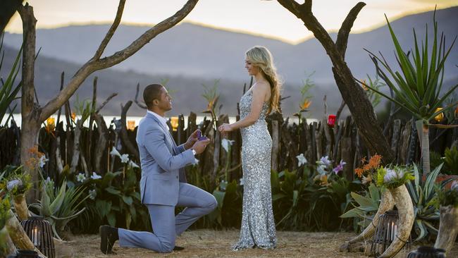 “Louise... err... Sam... would you marry me? Well, not really but we’ll talk about that later.” (Pic: Network Ten)