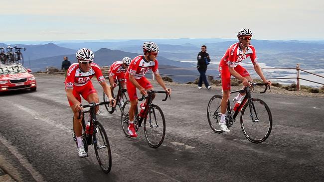 Drapac Professional Cycling team, from left, Lachlan Norris, Darren Lapthorne and Floris Goesinnen. 